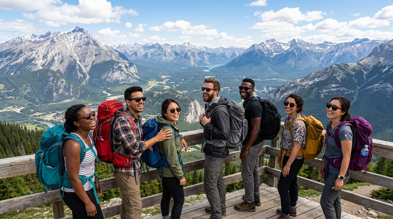 Happy Group of Travelers